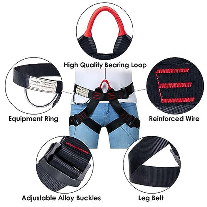 Caving & Rappelling Safety Belt for Ziplining, Fire Rescuing & Tree Climbing - Half Body Belt for Women & Men