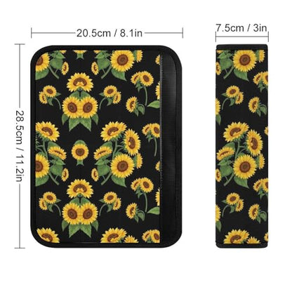 2 Pack Soft Padded Seat Belt Cover for Girls and Boys, All Vehicles, Floral Sunflower Black Harness Pads Strap, Anti-Slip Pad - color: Pattern 959