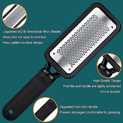 Foot Rasp Foot File, 2 Pcs Stainless Steel Pedicure Callus Remover for Feet, Professional Foot Care Tools for Pedicure to Removes Hard Skin Corns for Dry and Wet Feet - style: 2 X Foot Files