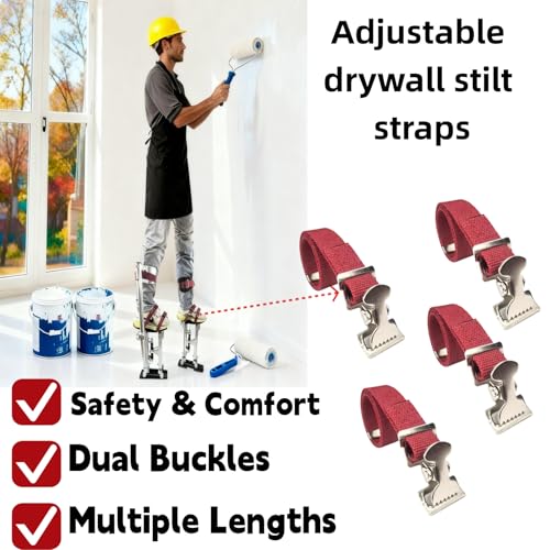 Universal Drywall Stilt Replacement Straps (4PCS) - Adjustable Nylon Leg Straps for Secure & Comfortable High Work - Construction, Painting, Plastering, Street Performances