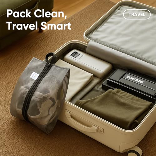 VUSIGN Plus-Sized Travel Shoe Bag, Water-Resistant Shoe Pouch for Gym and Sport, Odor-Resistant Soccer Cleats Bag (Gray, 1-Pack) - size: Plus Size, style: 1 Pc