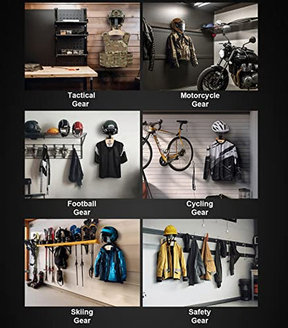 ONETIGRIS Tactical Gear Wall Mount Heavy Duty Holder for Vest & Moto Helmet | Helmet, plate carrier & belt storage, 88 LB combined load capacity, nature wood & steel construction, easy set up, all-in-one - color: Natural