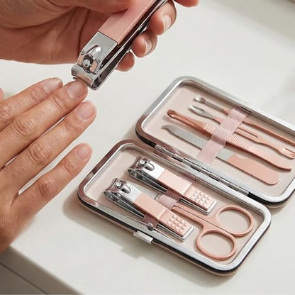Manicure Kit for Women Men-Manicure Set with Case, Nail Clippers, Portable Nail Care Kit for Travel Home Personal Grooming（Rose Gold 7 in 1） - color: Rose Gold