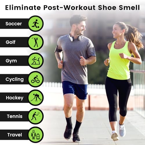 2 Pack Smell Proof Shoe Cleat Bags for Travel, Water-Resistant Golf Shoe Bags with Zipper and Handle, Odor Eliminating Athletic Shoe Bags for Gym Sports Travel, Black