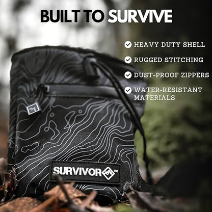 SURVIVOR Chalk Bag + Refillable Chalk Ball + 370g Ultra Fine Climbing Chalk Powder Bundle