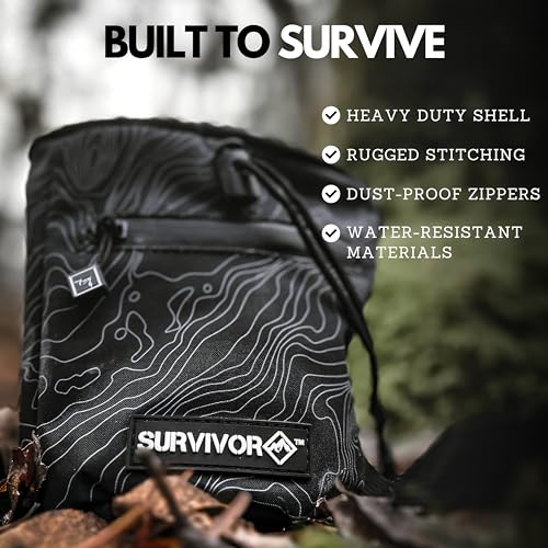 SURVIVOR Chalk Bag + 200g Ultra Fine Climbing Chalk Powder Bundle