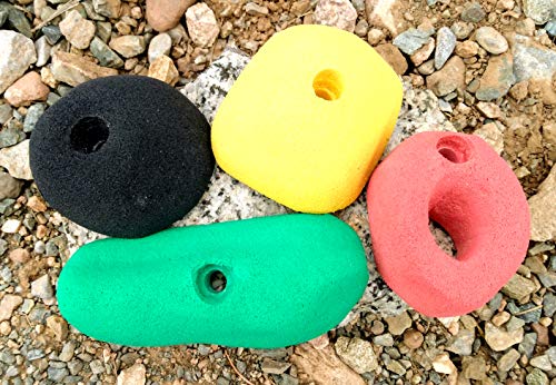 4 Pack Large Polyurethane Bolt-On Rock Climbing Wall Hand Holds - color: black