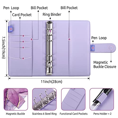 SKYDUE Budget Binder, Money Saving Binder with Zipper Envelopes, Cash Envelopes and Expense Budget Sheets for Budgeting - color: Mabble Purple