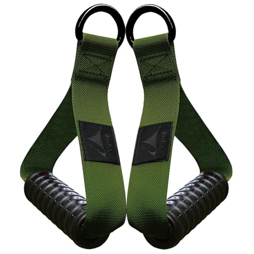 Heavy Duty Gym Workout Handles Attachment for Cable Machine,Resistance Band,Pulley System Home Exercise Equipment, Comfortable and Stronger Grip - color: Military Green XG