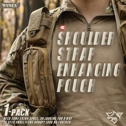 WYNEX Molle Accessories Pouch of Double Zipper Pocket Version, Backpack Strap Pouch Shoulder Strap Molle Attachment Tactical Accessories Bag Shoulder Starps Zipper Pocket Additional Phone Holder - color: Coyote Brown-1Pcs
