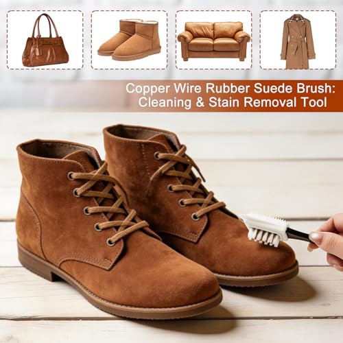 5pcs Horsehair Shoe Brush Premium Shoe Polish Brush, Horsehair Felt Hat Brush Kit with Cleaning Sponge，Boot Brush Multipurpose Horse Hair Brush for Leather Suede Shoes Felt Hat Furniture