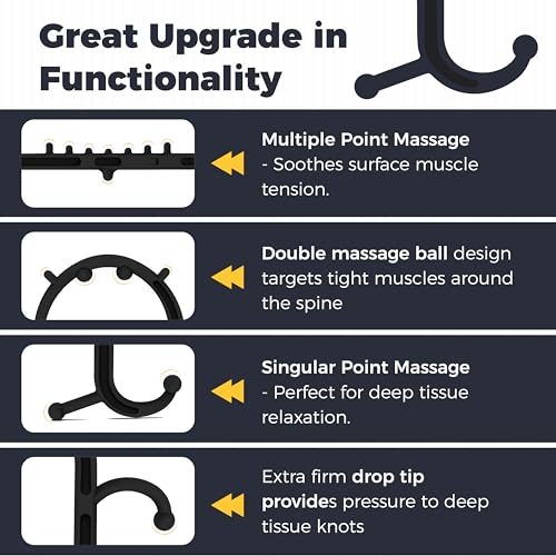 Deep Tissue Back & Neck Massager for Body Muscle Pain Relief | Trigger Point Massage Tool for Full Body, Shoulders, Legs, Muscle Knot Remover, for Self-Massage, Pressure Point Massage Tool-Black - color: Elegant Black