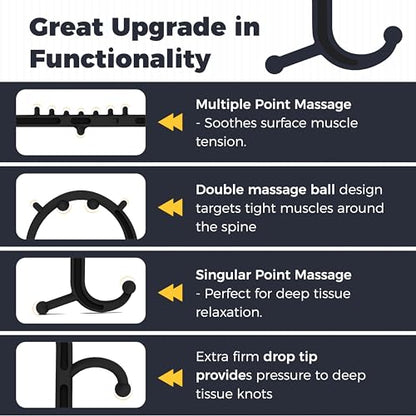 Deep Tissue Back & Neck Massager for Body Muscle Pain Relief | Trigger Point Massage Tool for Full Body, Shoulders, Legs, Muscle Knot Remover, for Self-Massage, Pressure Point Massage Tool-Black - color: Elegant Black