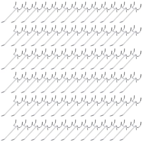 Shimeyao 100 Pcs Peg Board Shelving Hooks Stainless Steel Hanging Board Pegs Wall Display Hooks Bulk for 1/8 1/4 Garage Storage Organizer Accessories (4 Inch,Silver) - color: Silver, size: 4 Inch