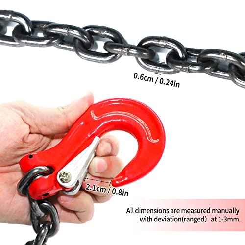 Pindex 1/4 Inch X 5 Ft Chain Slings for Lifting, G80 Alloy Steel Lifting Sling Hoist 3 Ton with 4 Leg Grab Hooks, 5 Feet - size: 5Ft 3T G80 Alloy