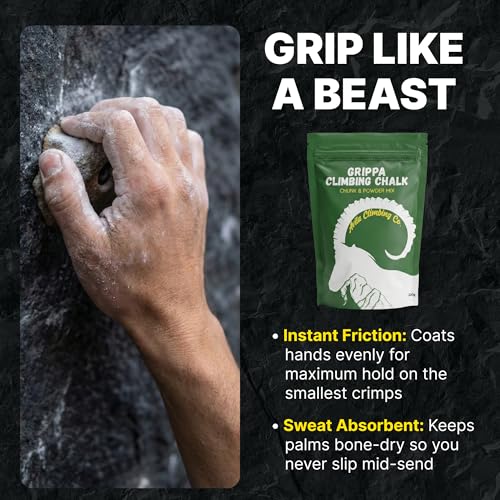 Climbing Chalk 200g, Pro Friction Gymnastics Chalk 100% Magnesium | Non-Toxic Grip for Lifting, Rock Climbing, Gym & Weights! Long Lasting & Skin Friendly | 100% Magnesium