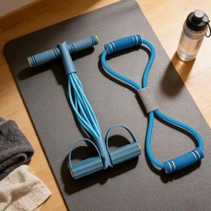 Pedal Puller Resistance Band 8-Tube Puller Rope | with 8-shaped Training Strap Adjustable Elastic Yoga Bands for Stretching for Fitness Workout Pilates - color: Blue