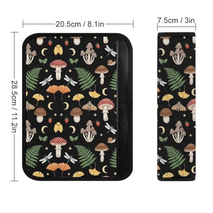 2 Pack Mushrooms Moth Car Seat Belt Pad Breathable Shoulder Harness Cover for Adult Use, Stroller Pushchair High Chair, Pressure Relief - color: Pattern 994