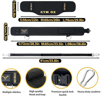 2-in-1 Weightlifting Belt & Dip Belt with Quick-Release Aluminum Buckle - Hybrid Squat Belt for Core Support & Weighted Pull Up Belt with High-Strength Strap - Heavy Duty Neoprene Gym Belt for Men & Women - size: L (33"- 39")