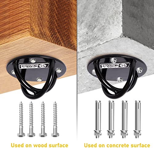 POWER GUIDANCE Wall and Ceiling Mount Bracket for Suspension Straps, Gymnastic Rings, Yoga Swings & Hammock Resistance Band Battle Rope - color: Black (set of 2)