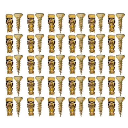 Short Expansion Screw Stable Fixing Carbon Steel | Cabinet Hinge Repair Screw for Tiles Stone Wood Concrete Hollow Walls Plasterboard Wardrobe Doors Kitchen Bathroom Fixtures