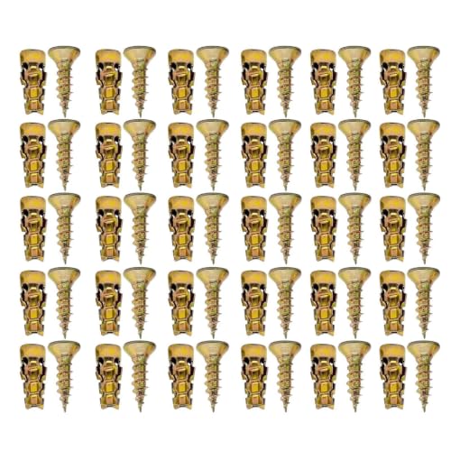 Short Expansion Screw Stable Fixing Carbon Steel | Cabinet Hinge Repair Screw for Tiles Stone Wood Concrete Hollow Walls Plasterboard Wardrobe Doors Kitchen Bathroom Fixtures