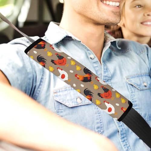 Universal Fit Chicken Printed Car Seat Belt Pad for Elderly Support, Stroller Pushchair High Chair, 1 Pair Shoulder Harness Cover Neck and Shoulder Support - color: Pattern 1024