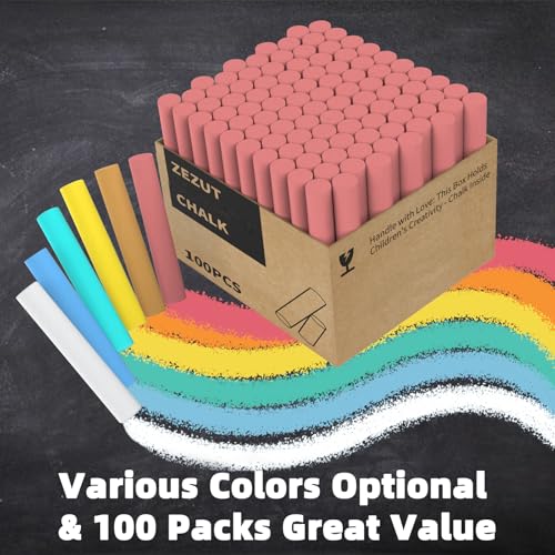 Red Chalk 100PCS, Low Dust Chalks Stick Bulk for Chalkboard Blackboard Non-Toxic - color: Red - 100PCS