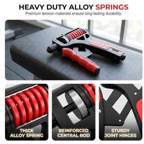 Ergonomic Adjustable H-Shaped Grip Hand Trainer, 2026 Upgraded Grip Strength Trainer Adjustable Resistance 11-363 Pounds (5-165 Kilograms), Strengthen the Wrist, Forearm and Fingers - color: Black