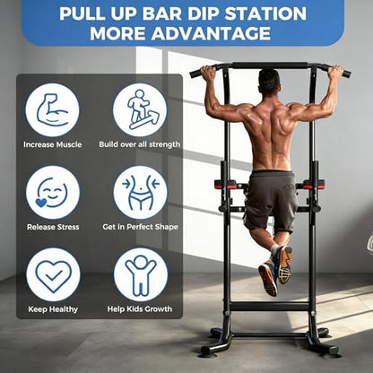 ZENOVA Pull Up Bar, Multi-Function Pull Up Dip Bar Station, Home Gym Workout Strength Training Equipment for Men Women Muscle Building - color: Black