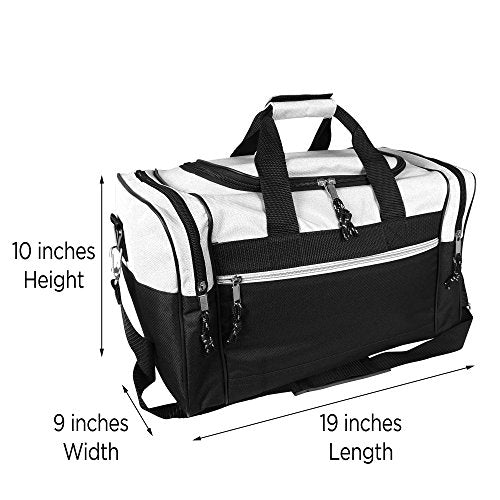 DALIX 17" Blank Duffle Bag Duffel Bag Travel Size Sports Durable Gym Bag - color: White
