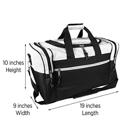 DALIX 17" Blank Duffle Bag Duffel Bag Travel Size Sports Durable Gym Bag - color: White