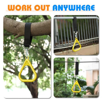 LadyRosian Trapeze Bar Swing Monkey Bars Hanging Ninja Rings Warrior Slackline Obstacle Course Kits for Kid Playground Equipment Accessories (Yellow) - color: Yellow
