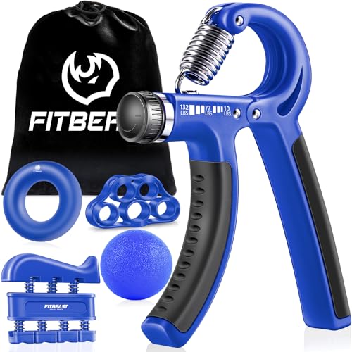 FitBeast Grip Strengthener Forearm Strengthener Hand Grips Strengthener Kit - 5 Pack Adjustable Resistance - color: Navy Blue