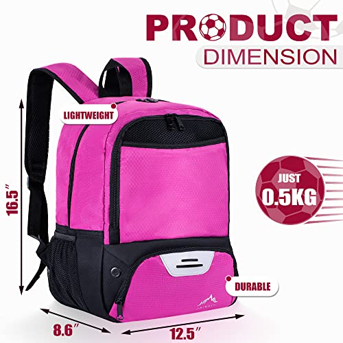 Himal Outdoors Soccer Backpack, Separate Cleat Compartment | Football,Volleyball,Handball,nylon fabrics,lightweight - color: Red