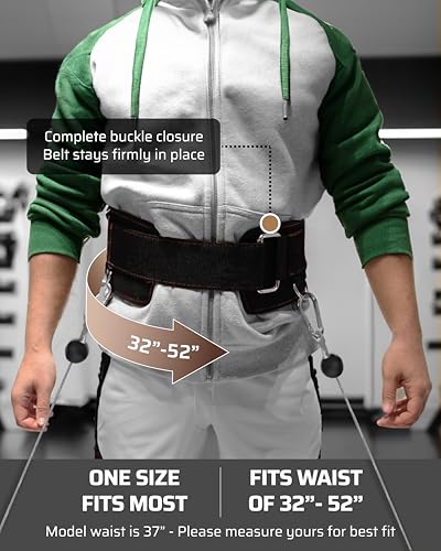 THEFITGUY Original Multi-Attachment Belt for Cable Squats & Hip Thrusts | 5 D-ring points, 2 straps (40in/27in), hook-and-loop closure, fits a 32-52in waist for glute and quad work