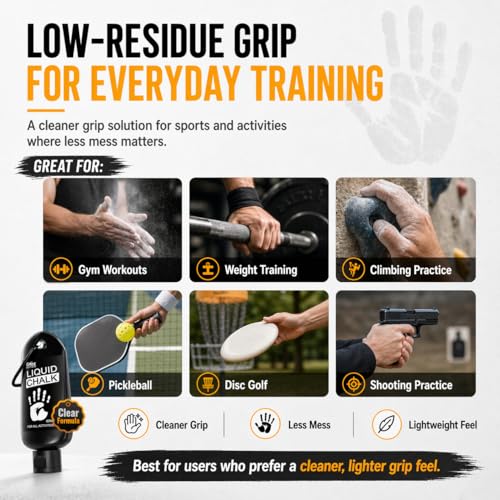 Clear Liquid Chalk 60 ml, Low-Residue Grip for Gym & Climbing | Low-Residue, Quick-Dry Grip for Lifting, Climbing, Pickleball, Shooting Sports & Training - style: 1 Pack