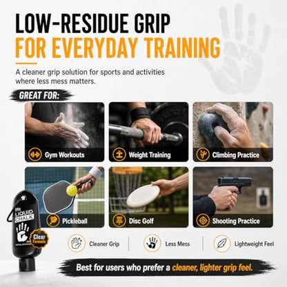 Clear Liquid Chalk 60 ml, Low-Residue Grip for Gym & Climbing | Low-Residue, Quick-Dry Grip for Lifting, Climbing, Pickleball, Shooting Sports & Training - style: 2 Pack