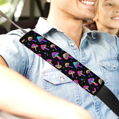 2 Pack Universal Soft and Comfortable Car Seat Belt Pad for Girls and Boys, Stroller Pushchair High Chair, Mushrooms Magic Rainbow Shoulder Protector - color: Pattern 1273