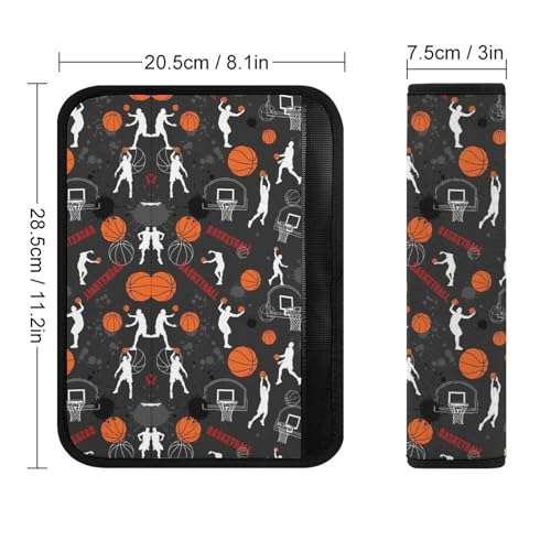 Soft Padded Car Seat Belt Pad for Child, Most Cars, 2 Piece Basketballs Seat Belt Cushion Comfortable Driving - color: Pattern 1101