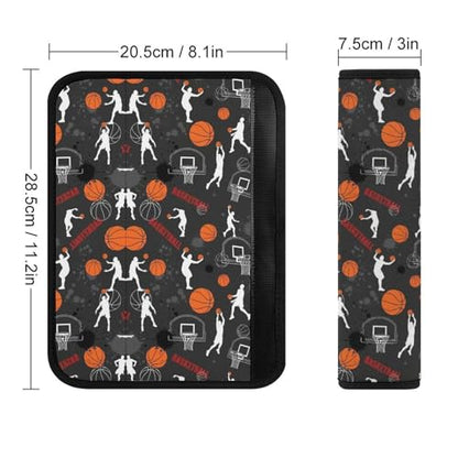 Soft Padded Car Seat Belt Pad for Child, Most Cars, 2 Piece Basketballs Seat Belt Cushion Comfortable Driving - color: Pattern 1101