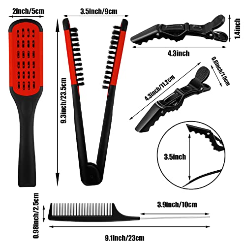 Honeydak Double Brush Boar Bristle Clamp Comb with Alligator Clips, Rat Tail Comb for Hair Styling (Red Black) - color: Red Black Comb