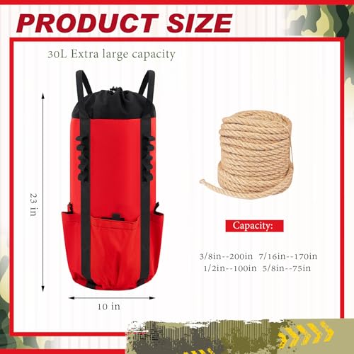 Arborist Rope Storage Bag 30l Tree Rock Climbing Rope Arborist Equipment Bucket Backpack Waterproof Throw Line Bag Large Capacity with Side Storage Pockets Tough Rock and Tree Climbing Gear