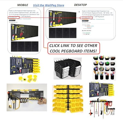 WallPeg Pegboard Bins & Cups - 15 each 5" Bins and 5 each 5" Cups - Hooks to Peg Board Panel Organize Hardware Arrange Accessories Workbench Tool Organizer Garage Storage -MADE IN USA- - style: 15 (5" Bins & 5 cups)
