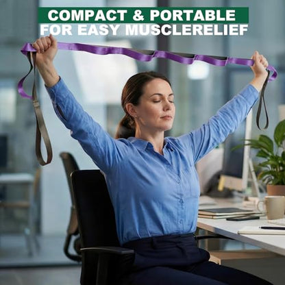 Acozycoo Stretching Strap with Loops,Non-Elastic Yoga Strap for Physical Therapy,Knee Replacement Recovery & Plantar Fasciitis,Leg Stretcher Band for Flexibility & Hamstring Rehab - color: Purple