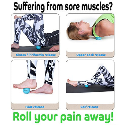 Therapy Massage Ball - Instant Muscle Pain Relief. Proven Effective for Myofascial Release, Deep Tissue Pressure, Yoga & Trigger Point Treatments. Set - 2 Lacrosse Balls W/Mesh Bag - color: 2 Balls - Size 2.5in - Purple