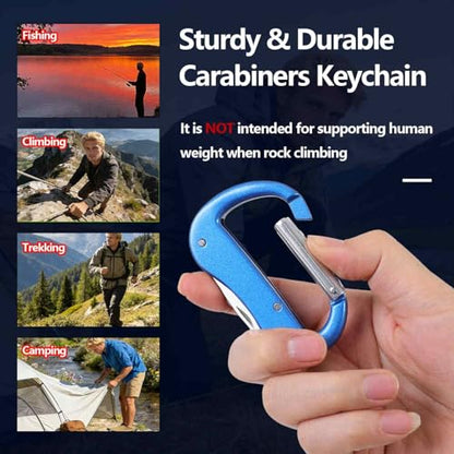 Multitool Carabiner with Pocket Knife, Stocking Stuffers Gifts for Men,Bottle Opener,Nail file,Small Scissors,EDC Carabiners Keychain,Survival Gear for Camping Hiking（Blue) - color: Blue