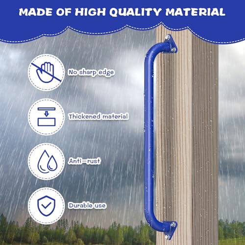SELEWARE 30" Blue Metal Playground Handles Playset Grab Bars Ladder Handle | 500LB 2Pcs Heavy Duty Steel Kids Playground Handles for Indoor/Outdoor Ladder Handrail Swing Set Treehouse Rock Climbing Wall - color: E: 30"-2 Pcs-blue