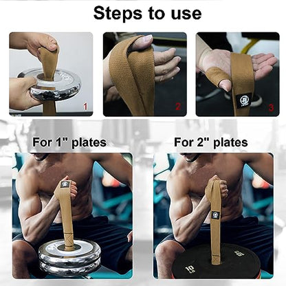 J Bryant Arm Wrestling Training Strap Belt Hand Grip- Ideal for Wrist Forearm and Biceps Workouts Multifunctional Home Gym Fitness Equipment Compatible with 1 inch and 2 inches Barbell Plates - color: Khaki