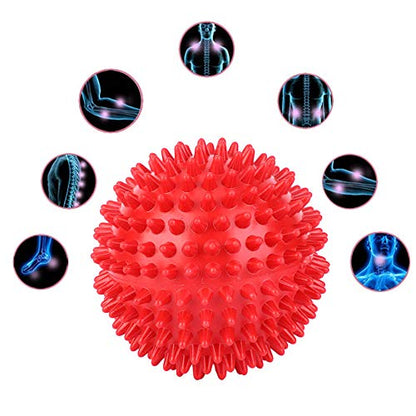 2Pcs Spiky Hard Massage Balls,Soft Spiked Manual Massager Rollers Body Spiky Balls Fitness Finger Relax Tool for Plantar Fasciitis Exercise Back Feet (Large Size 9cm) - color: Red, size: Large size 9cm